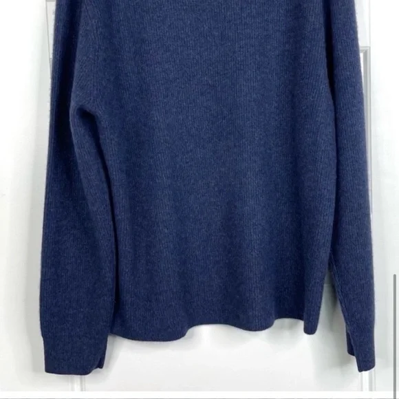 JOHNNY WAS CALME 100% Cashmere NEW Ribbed Pullover Sweater Blue NEW Size L